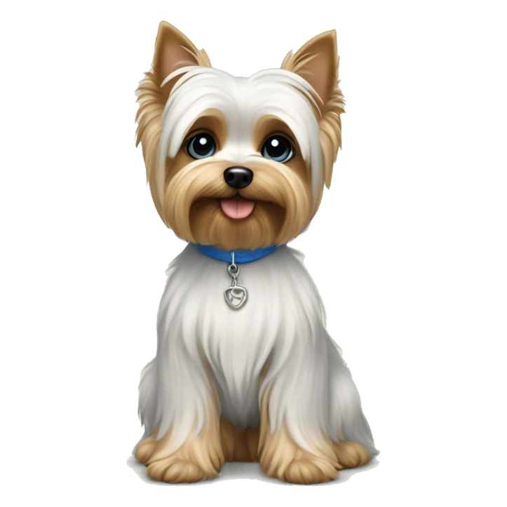 White yorkie with blue eyes sitting  sticker
