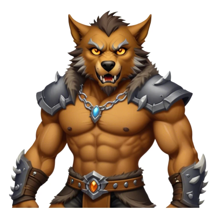 Cinematic Realistic WoW Worgen Portrait, captured in a dynamic, battle-ready stance, muscles rippling beneath his wild fur and tanned skin. His fierce, amber eyes and determined features, set against consistently detailed, worn leather attire, are rendered with dramatic natural lighting and high shine, embodying the raw, relentless fury of a worgen warrior in combat. sticker