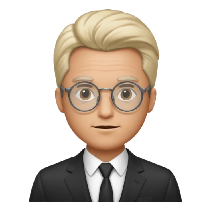 Man in suit with circle glasses, hair combed to the side sticker