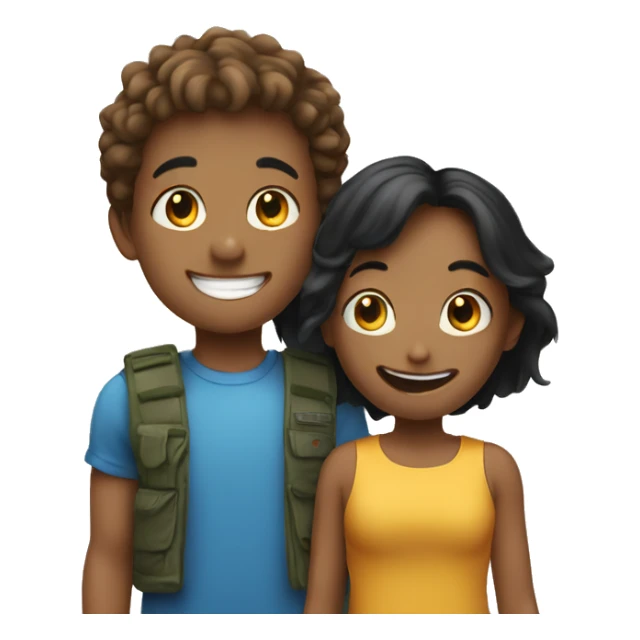 happy girl and boy together sticker