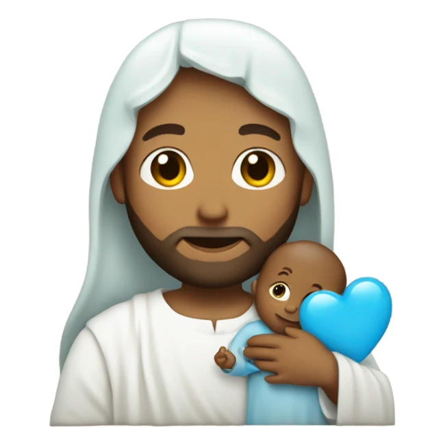 Jesus holding a baby blue heart  sticker