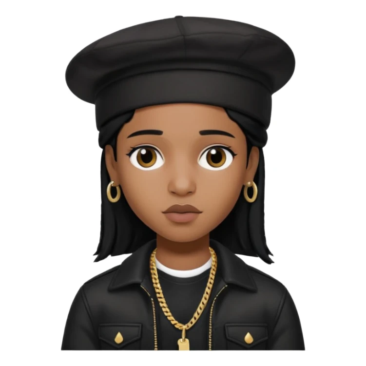ASAP ROCKY pretty bratz with black hat and clothes, black hair sticker
