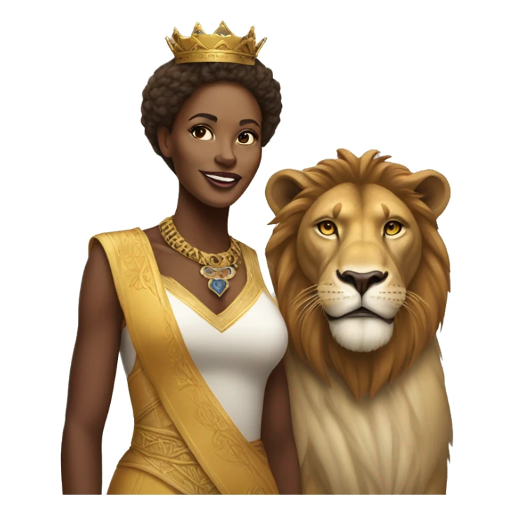 African American queen next to a lion sticker