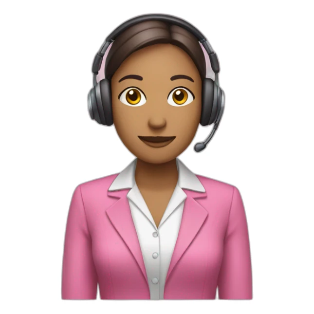 woman Employee with headphone and microphone who is wearing pink office clothes sticker