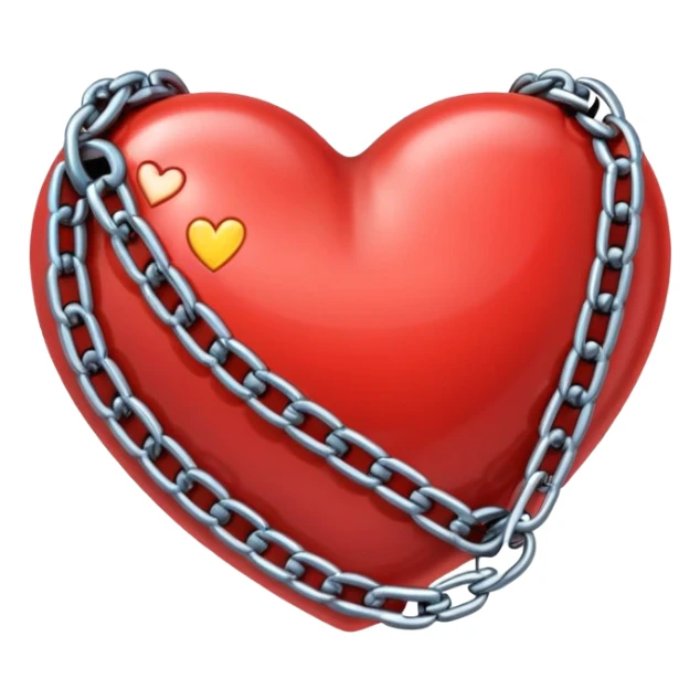 cartoon heart wrapped in chains with letters IC on it sticker