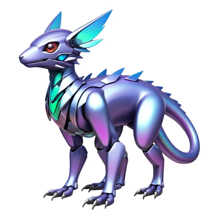  exotic shiny futuristic modern cyber-Fakémon-Digimon-Trico-creature sticker