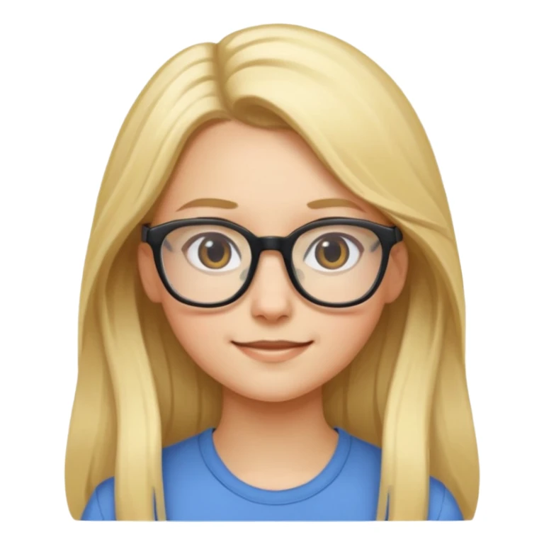 Nerdy girl with glasses, long blond hair sticker