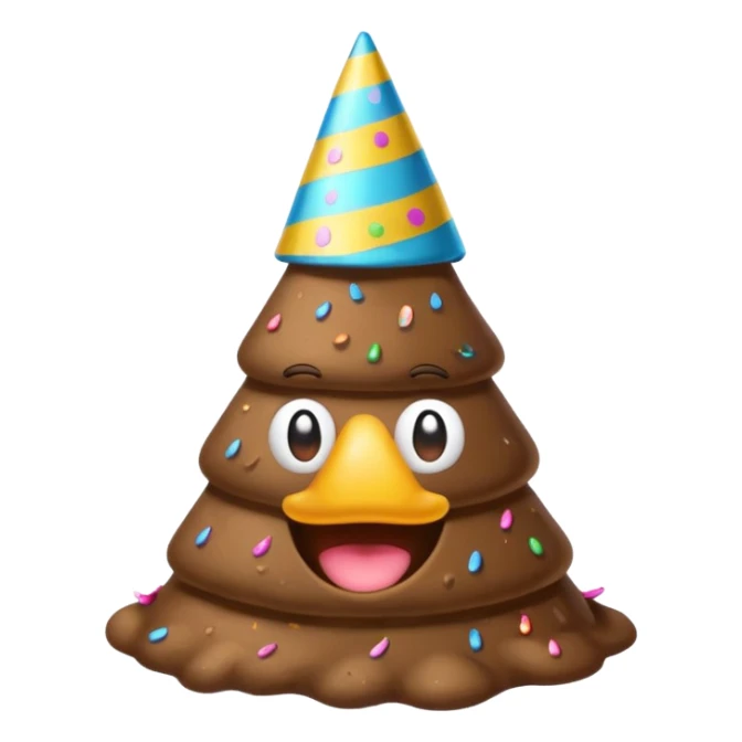 Poop with party hat sticker