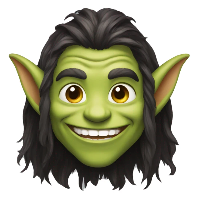 goblin dark long hair big smile sticker