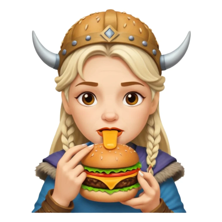 old girl viking eating burger sticker