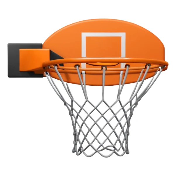 basketball hoop object icon, backboard and rim, net details, 3D cartoon, mobile game icon style, centered, clean background, no text, no watermark
 sticker