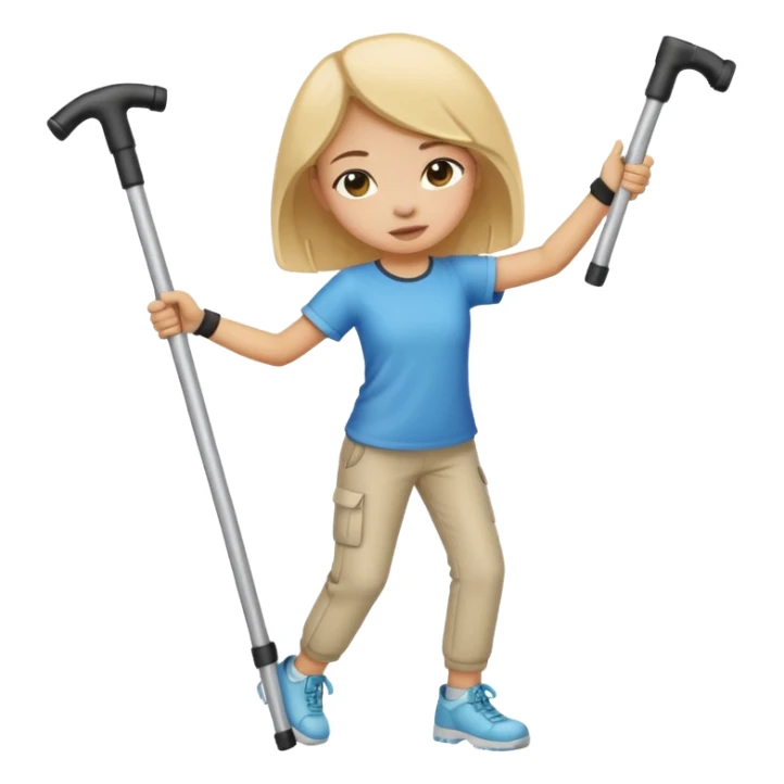 Girl dabbing with crutches on sticker