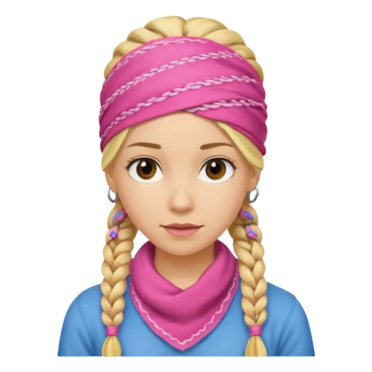 blonde woman with braids and a pink bandana sticker