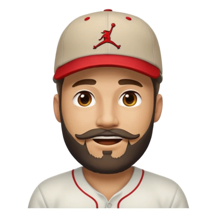 bearded guy wearing a Jordan baseball cap, emoji style, winking sticker