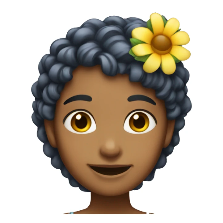 smiling girlwith flower hair sticker