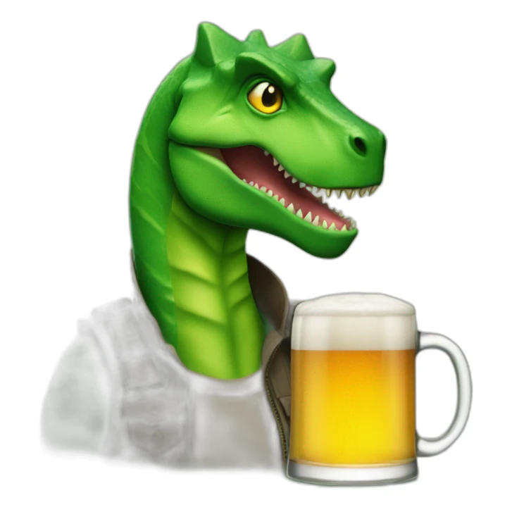 Beautiful, Men, Green Eyes Beer, whith a dinosaurios sticker