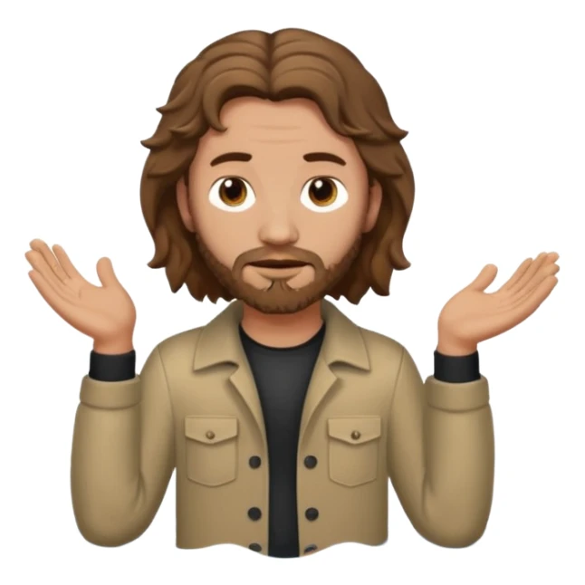 John the Baptist with wavy hair, plain clothes, standing in water, emoji style sticker