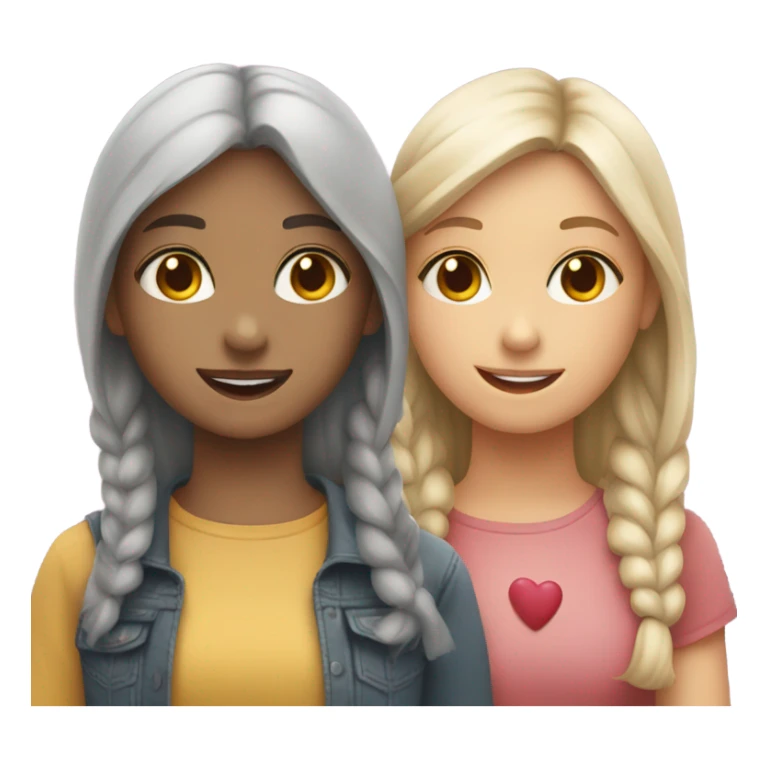 Two girls are friends and there are hearts around sticker