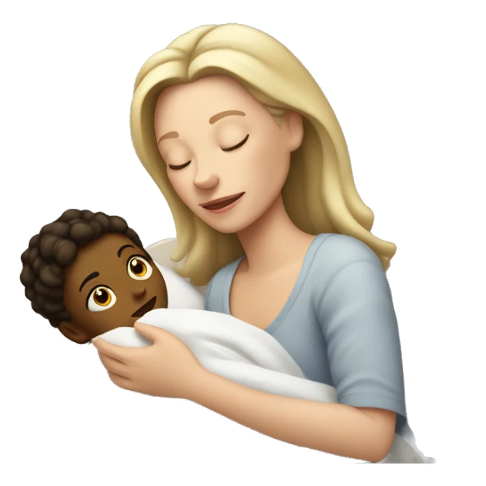 White mom tucking child in to bed sticker