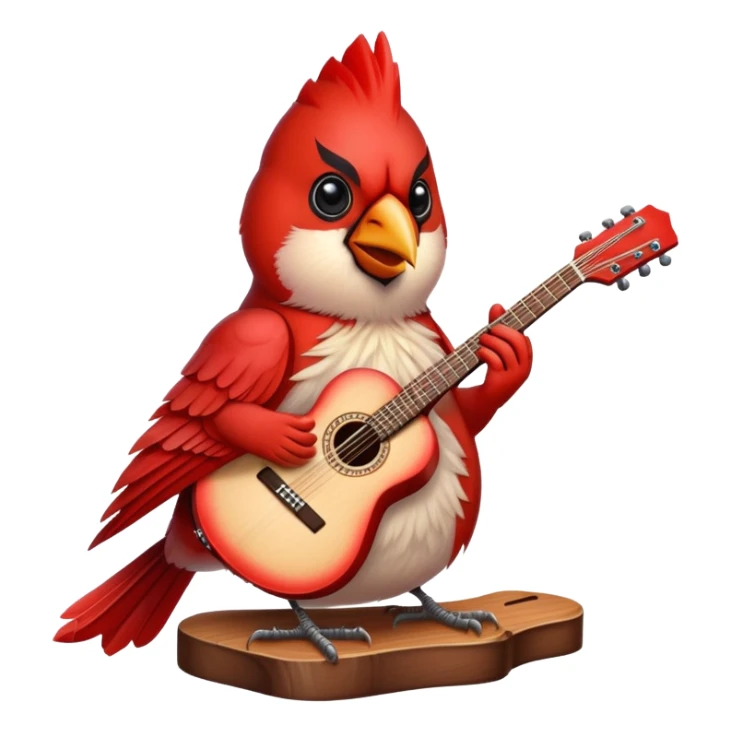 Northern Cardinal with a guitar sticker