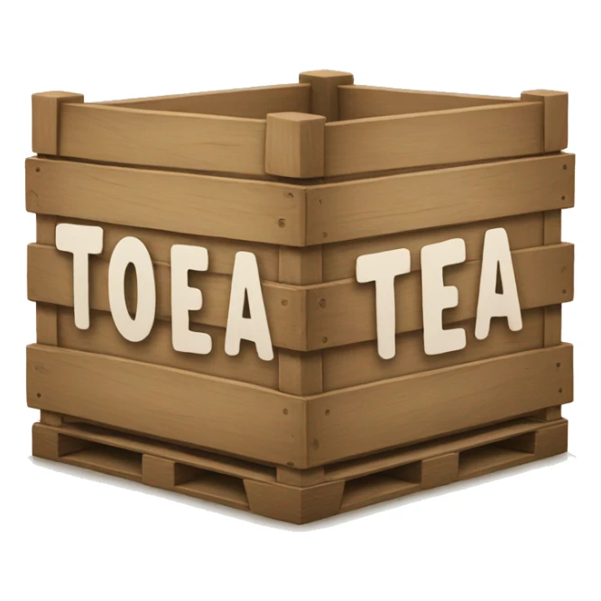 Wooden Crate that says "TEA" with big letters on it sticker