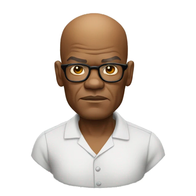 bald samuel l jackson serious wearing shirt sticker