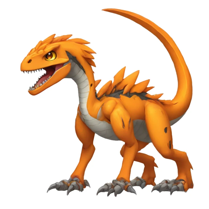  Edgy Orange Digimon-Fakemon-Velociraptor-Dragon-Mecha full body sticker