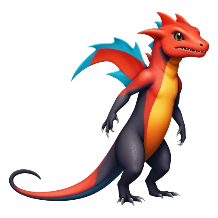 Colorful Dark Shiny Exotic Salandit-Charmeleon-Quilava-Fakémon-hybrid-creature (full body)  sticker