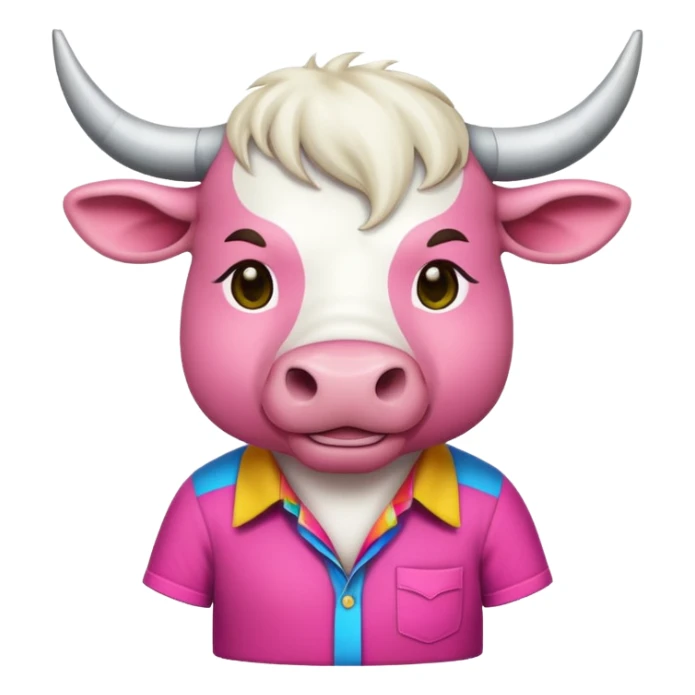 pink bull with shirt  sticker