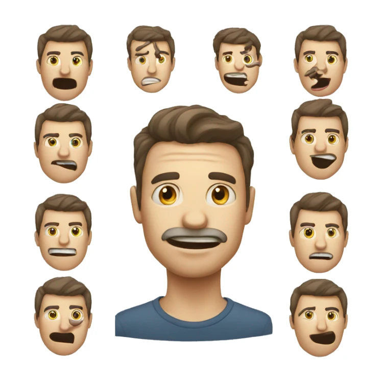 Man mewing with to separate eyes sticker