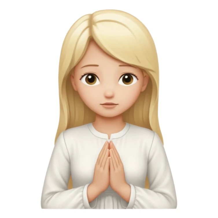 Blonde girl in white closed dress praying sticker