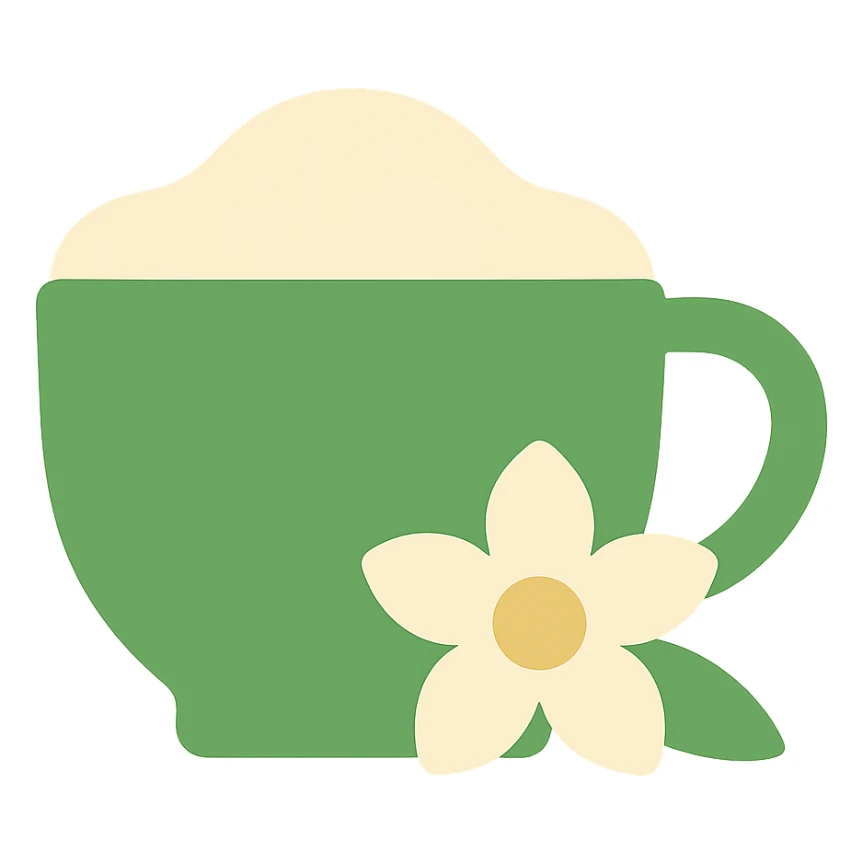 vanilla matcha modern icon minimal style with green and cream color palette sticker