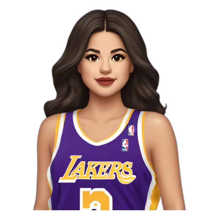 selena gomez wearing lakers jersey sticker