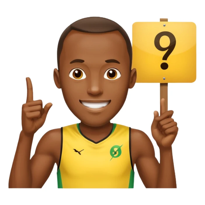 usain bolt avec un panneau affichant 9.58s derriere lui  sticker