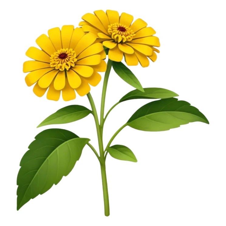 bouquet Yellow Zinnia, luxuriant, stem, leaf sticker