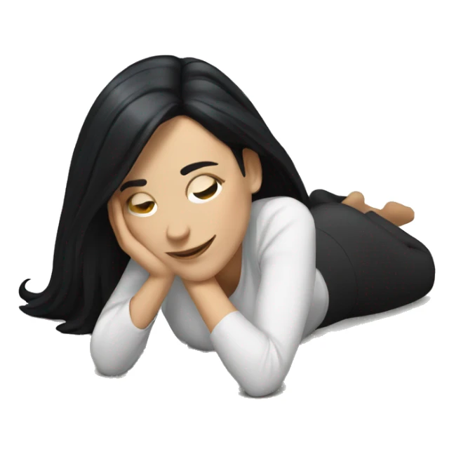 a white woman with black hair lying on the floor sticker