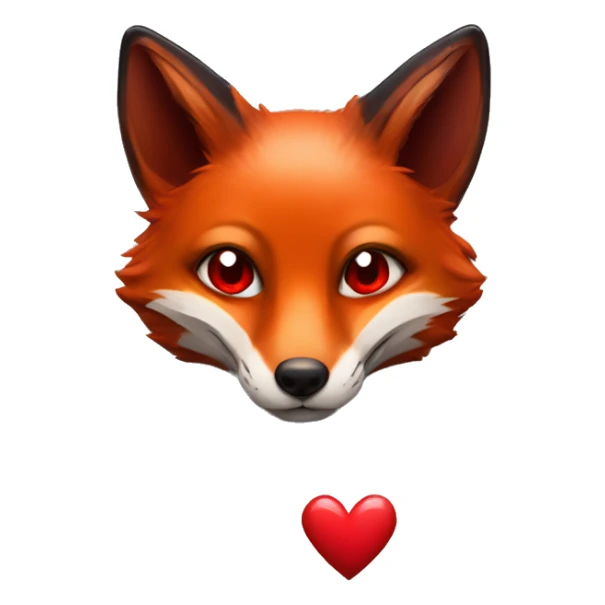 dark red fox face with tiny red heart instead of eyes sticker