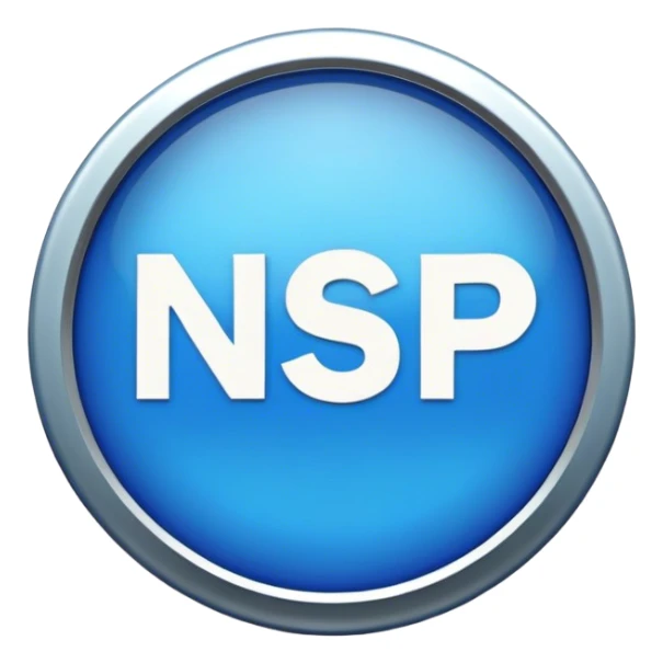 a badge with the words, NSP on it   sticker