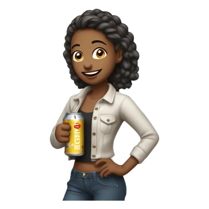 Girl shotgunning a beer sticker