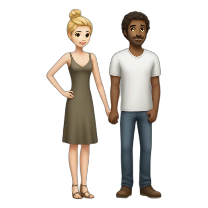 Romance of a tall man with a short girl sticker