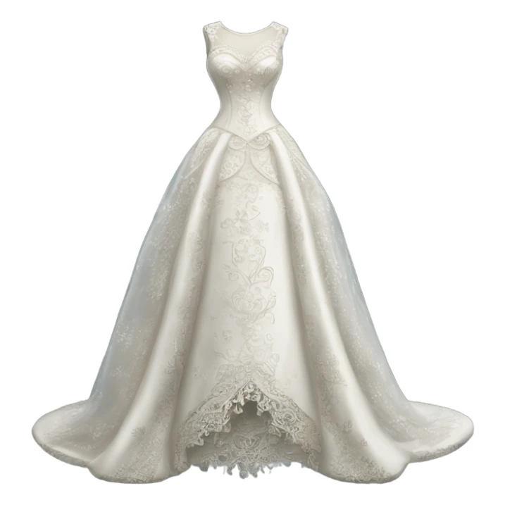 Hyper Realistic ornate and detailed Whimsical Wedding dress displays sticker