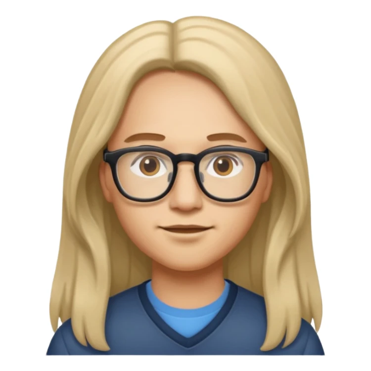 persona con cabello largo y lentes sticker