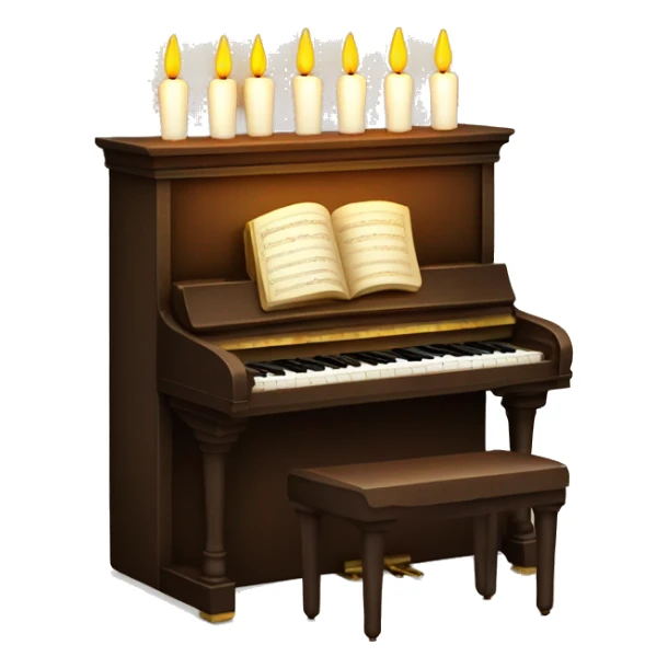 vintage piano with candles on top sticker