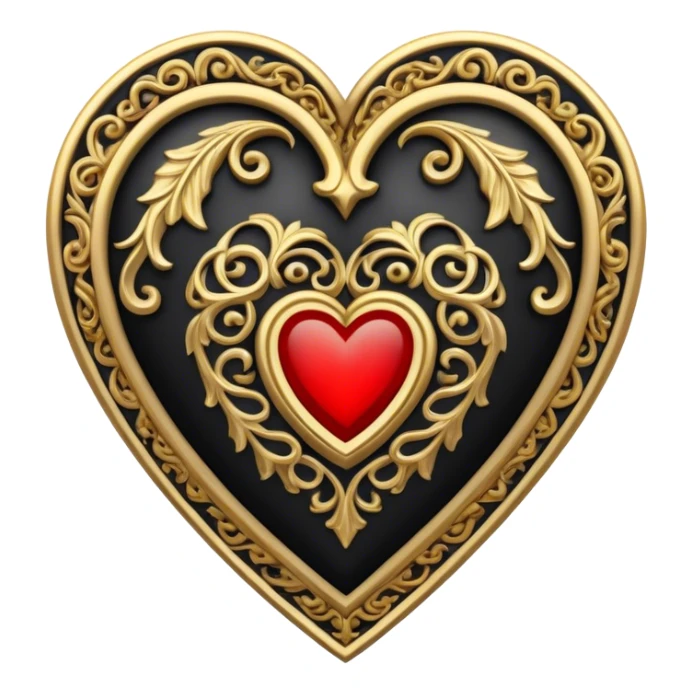 black, gold and red roman catholic renaissance styled heart sticker