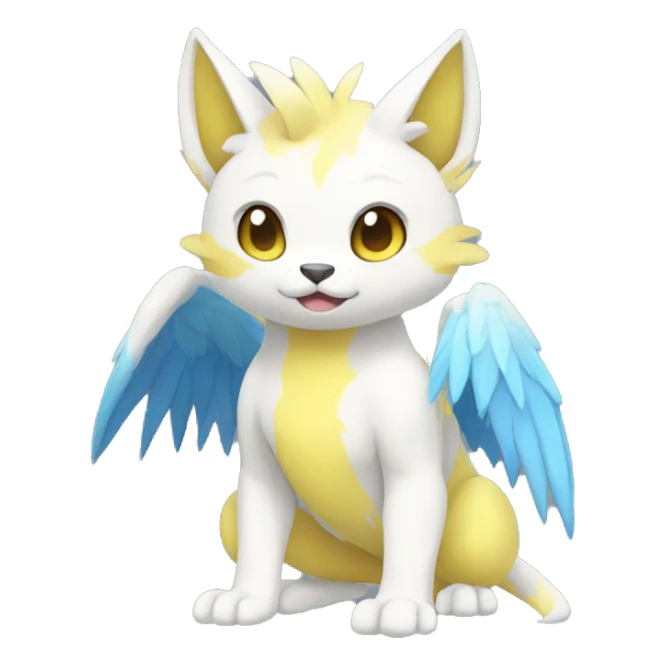 Cute cool white yellow blue animal hybrid Fakemon full body sticker