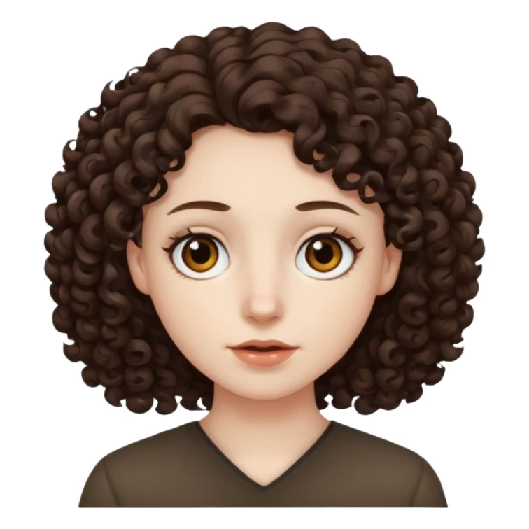 Pale skin, curly dark brown hair, medium brown eyes. sticker