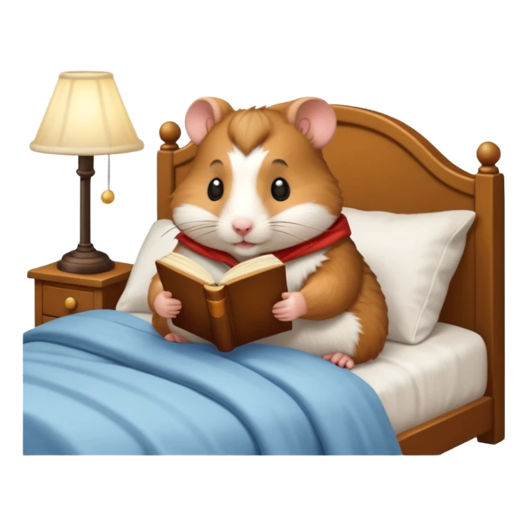 hamster reading in bed with retro light lamp next to it sticker