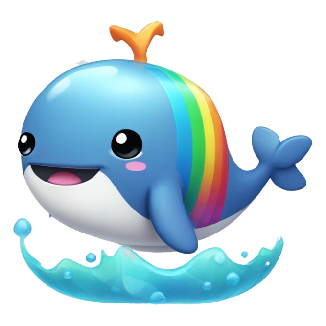 Kawaii whale with rainbow accessories   sticker
