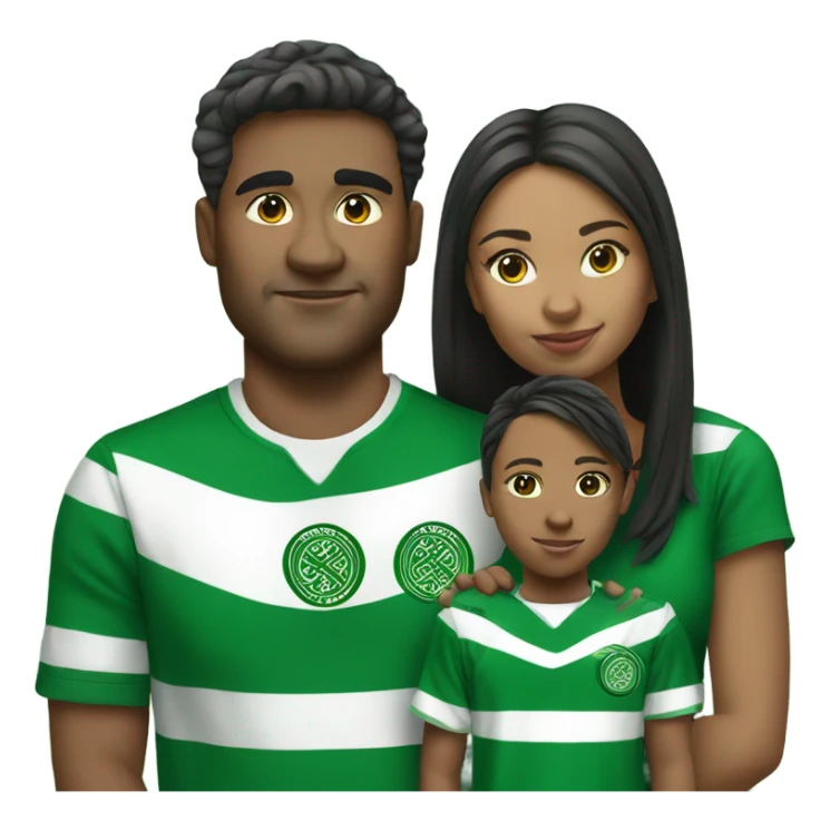 Family of 4 wearing Celtic fc tops  sticker