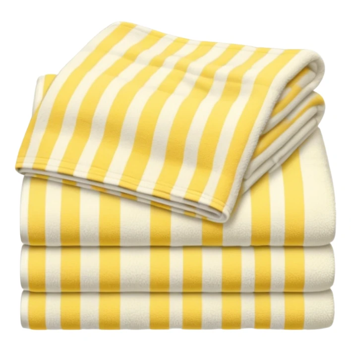 a cozy yellow and ivory striped towel, neatly folded sticker